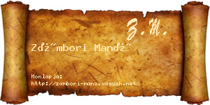 Zámbori Manó névjegykártya